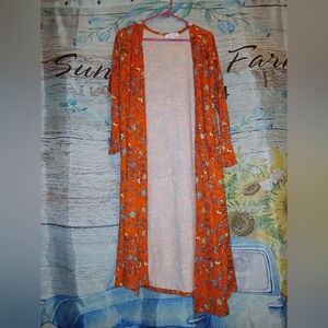 LuLaRoe Orange Floral Kimono